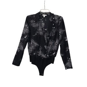 Bar III Celestial-Print Long Sleeve Bodysuit size small